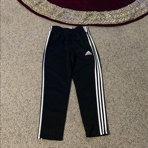 Adidas Kids Black Joggers with White Stripes